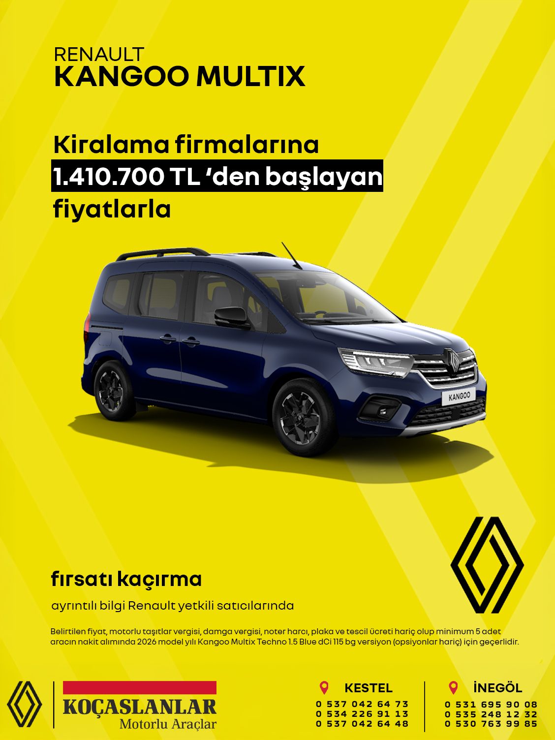 Renault Kangoo Multix Kiralama Fırsatı Şubat